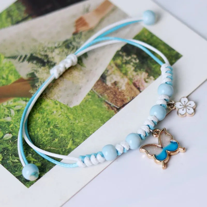 Rinhoo Fashion Handmade Purple Butterfly Flower Bracelet For Women Charm Sweet Animal Pendant Braided Bracelets & Bangle Jewelry - Giftcare 