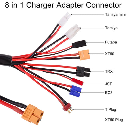 RC Charger Adapter Connector 8 In 1 Charger 4.0mm Banana/XT60 TRX Tamiya Lipo for RC Car Drone Imax B6 B6AC Battery Connector