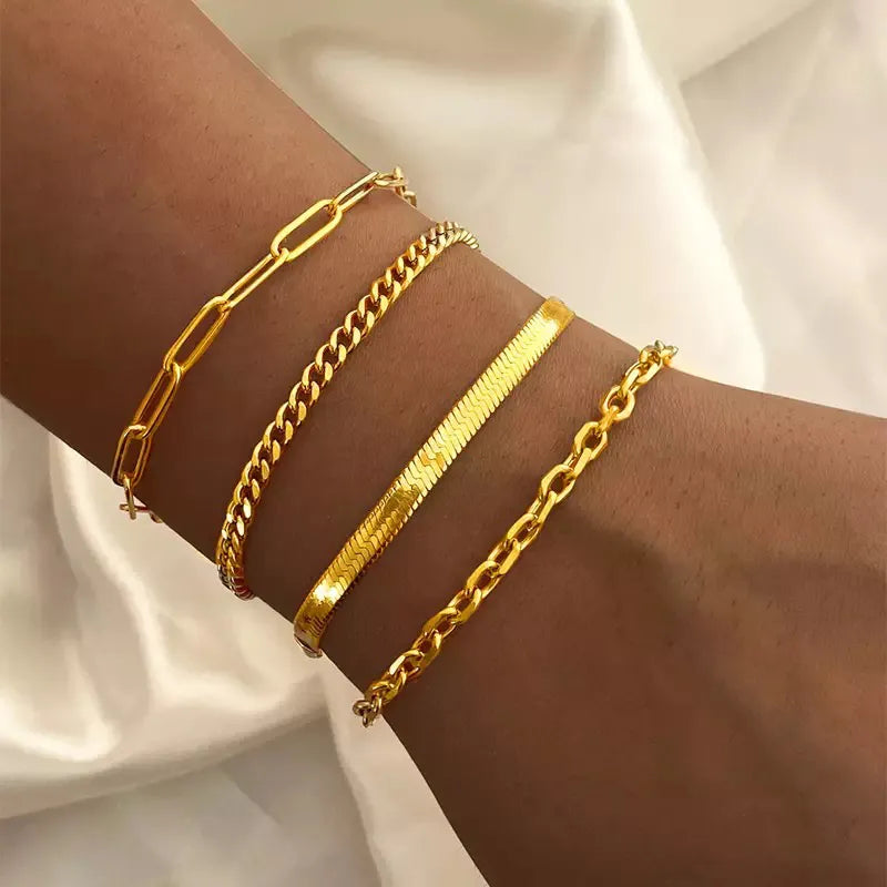Gold Color Bracelet Stainless Steel Twist Cuban Chain Bracelet for Women Chain Bracelet Jewelry Gifts Wholesale Dropshipping - Giftcare 