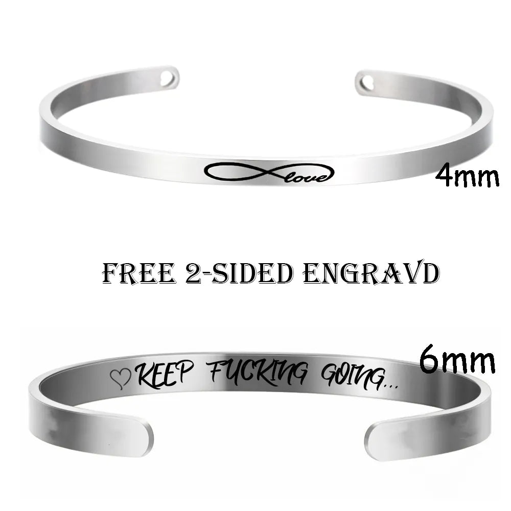 Personnalisé Bracelet for Women Custom Necklace Bar Engraved Name Text Mantra Bangle Cuff Stainless Steel Jewelry for Women Gift - Giftcare 