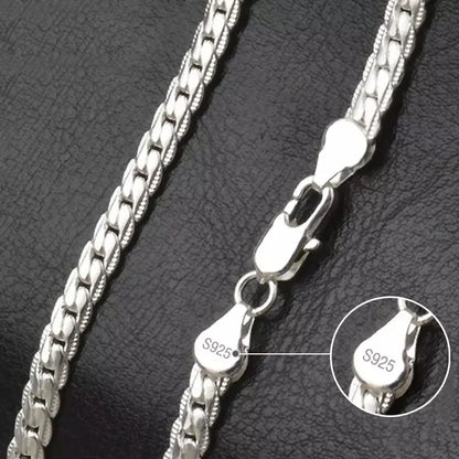 S925 Sterling Silver Gold/Silver 8/18/20/24 Inch 5MM Full Sideways Chain Necklace For Women Men Fashion Jewelry Gifts.Free Shipping
