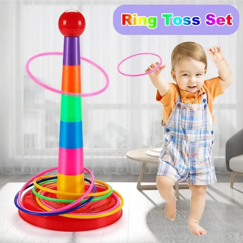 Children Throw Circle Game Ferrule Stacked Toys Fun Indoor Outdoor Parent-Child Interactive Circle Layers Early Education Gift