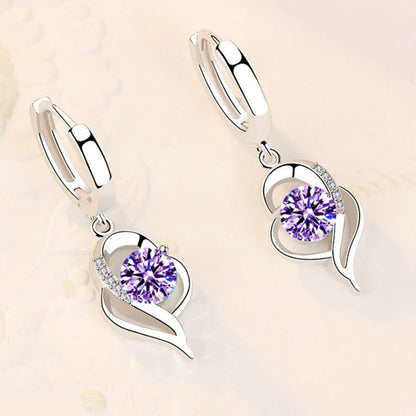 925 Sterling Silver New Woman Fashion Jewelry High Quality Blue Pink White Purple Crystal Zircon Hot Selling Earrings - Giftcare 