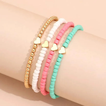 YWZIXLN Boho Engraved Multilayer Colorful Beads Chain Heart  Pendant Bracelet Accessories Best Gift For Women Wholesale B052 - Giftcare 