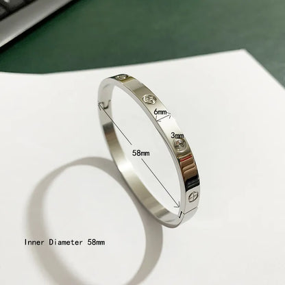 New Design Gold Color Zircon And Cross Nut Nail Bracelet & Bangle For Woman Stainless Steel Screw Brand Jewelry Dropshipping - Giftcare 