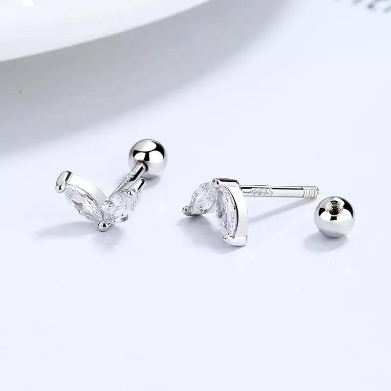 2PC Stainless Steel Little Huggies Hoop Earrings For Women Tiny Crystal Zirconia Pendant Cartilage Earrings Piercing Jewelry - Giftcare 