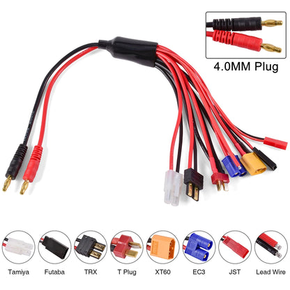 RC Charger Adapter Connector 8 In 1 Charger 4.0mm Banana/XT60 TRX Tamiya Lipo for RC Car Drone Imax B6 B6AC Battery Connector