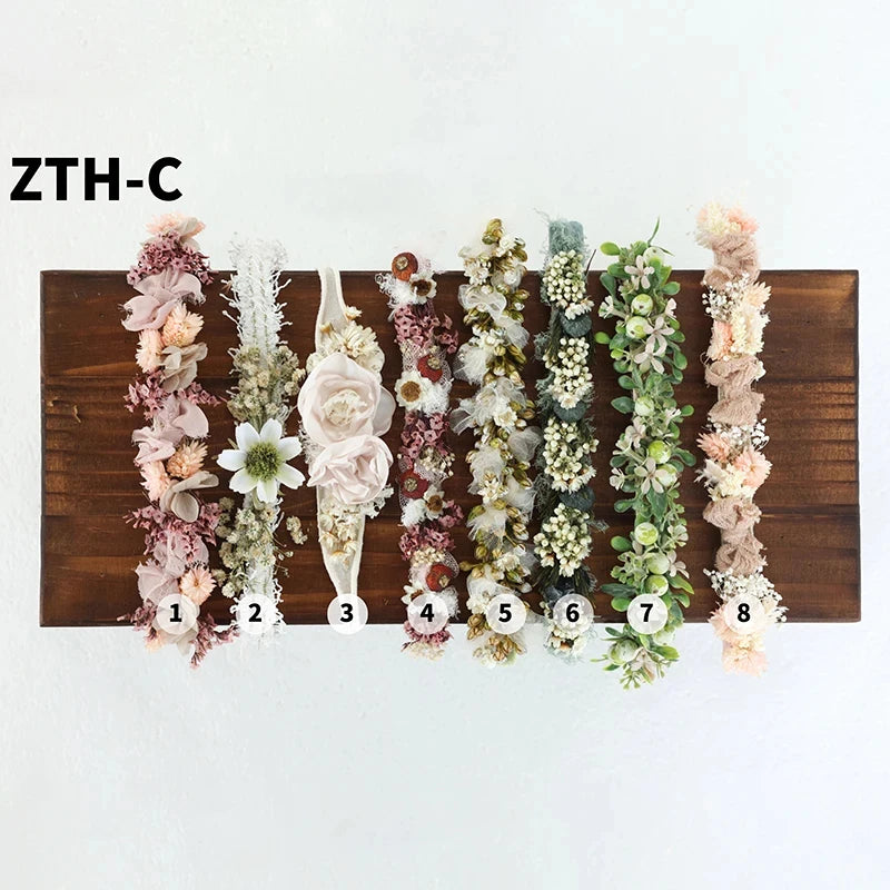 Baby Photography Accessories Full Moon Baby Artificial Flower Headband Decoration Adjustable Floral Headwear Newborn Photo Props