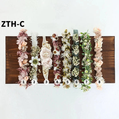 Baby Photography Accessories Full Moon Baby Artificial Flower Headband Decoration Adjustable Floral Headwear Newborn Photo Props