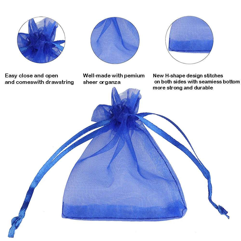 50pcs/lot 24 Colors Organza Bags 7x9 9x12 10x15 13x18CM Jewelry Packaging Bags Wedding Gift Storage Drawstring Pouches Wholesale - Giftcare 