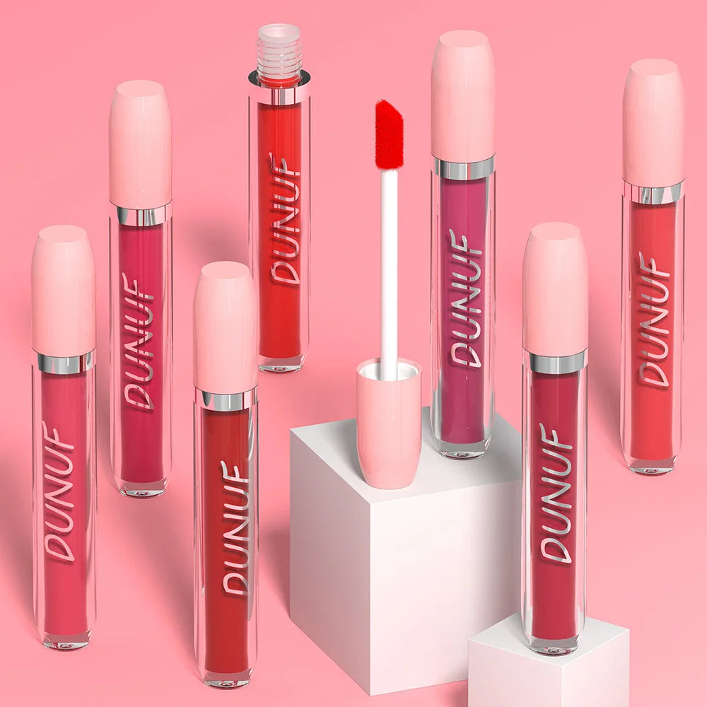 5pcs Lip Gloss, Lipstick Set, Waterproof Matte Non-sticky Non-transfer Long-Lasting, Purple Deep Red Nude, Y2K Makeup Christmas