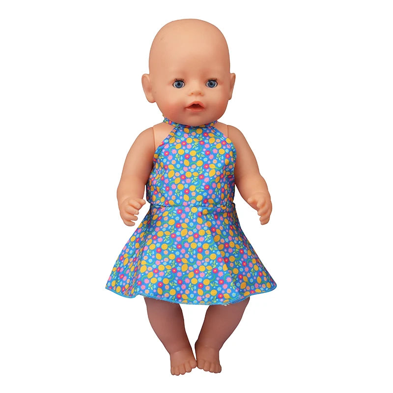 Toy Accessorie White Fashion Dress For 43 Cm Baby New Born Dolls For 18 Inch American Doll Toys For Girl's Gift