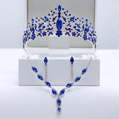 Ladies' Party Tiara Necklace Earrings 4 Pcs Set