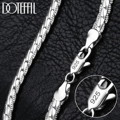 DOTEFFIL 925 Sterling Silver 8/16/18/20/22/24 Inch 6mm Side Chain Necklace Bracelet For Woman Men Fashion Charm Wedding Jewelry.Free shipping