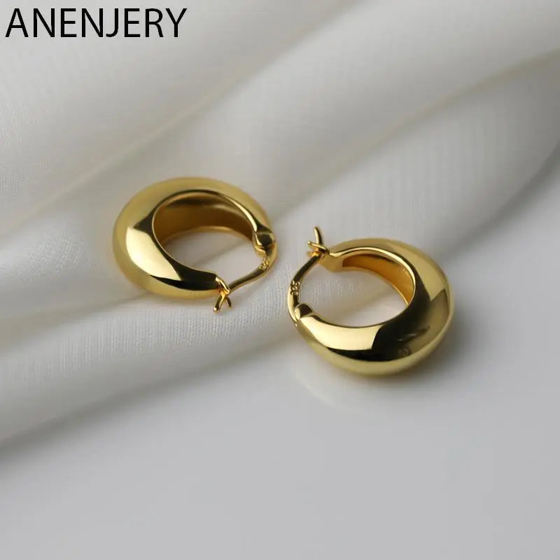 ANENJERY Silver Color Chunky Hoop Earrings for Women Punk Ear Jewelry 2022 New Wholesale - Giftcare 