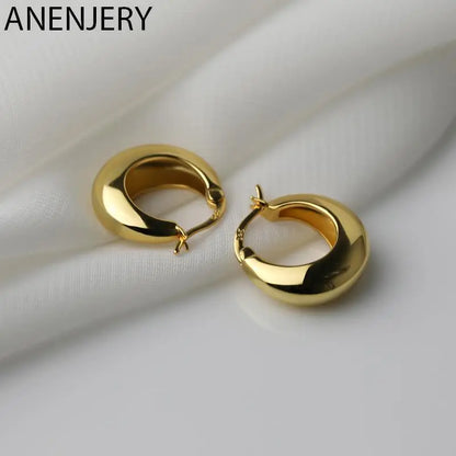 ANENJERY Silver Color Chunky Hoop Earrings for Women Punk Ear Jewelry 2022 New Wholesale - Giftcare 