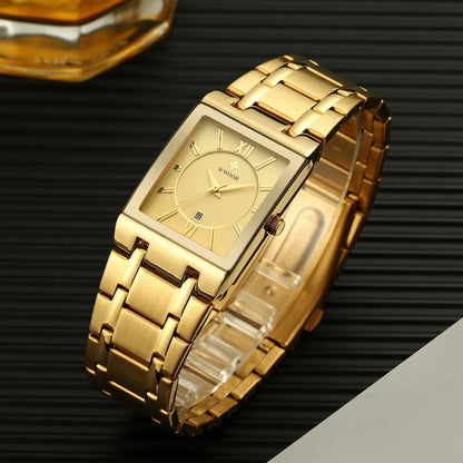 Relogio Masculino WWOOR Gold Watch Men Square Mens Watches Top Brand Luxury Golden Quartz Stainless Steel Waterproof Wrist Watch - Giftcare 