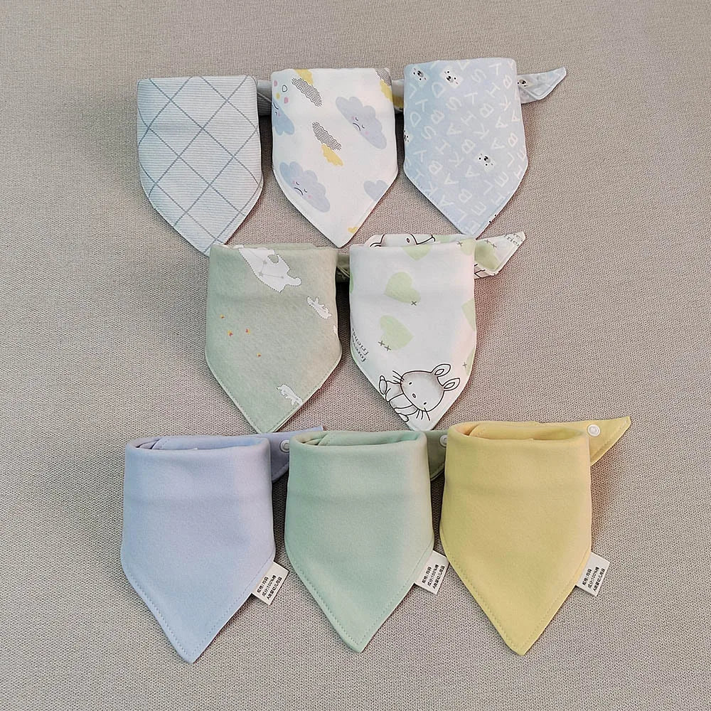 8 Pieces Baby Bibs Bandana Triangle Cotton Soft Infant Feeding Burp Cloth Newborn Teething Slaiva Towel Boy Girl Accessories