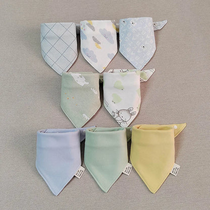 8 Pieces Baby Bibs Bandana Triangle Cotton Soft Infant Feeding Burp Cloth Newborn Teething Slaiva Towel Boy Girl Accessories