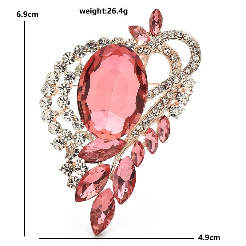 Wuli&baby Crystal Heart Brooches For Women Unisex 4-color Palace Style Love Round Flower Brooch Pins Gifts
