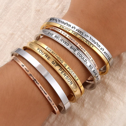 Personnalisé Bracelet for Women Custom Necklace Bar Engraved Name Text Mantra Bangle Cuff Stainless Steel Jewelry for Women Gift - Giftcare 