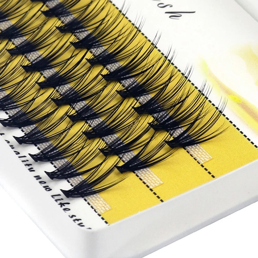 New 20D L-type Cluster Eyelash Extension 3D Natural Russian Individual Eyelashes bunches 1box/60 Bundle Makeup Tool Lashes Cilia