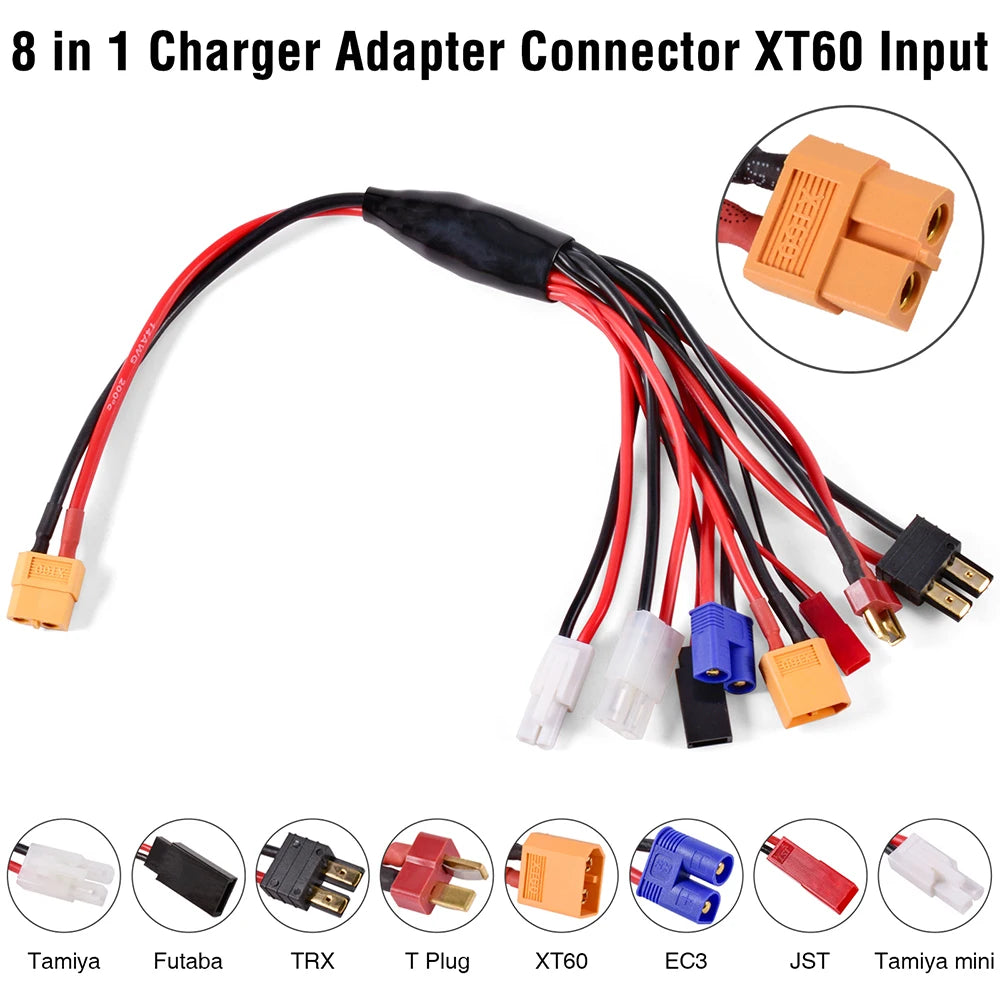 RC Charger Adapter Connector 8 In 1 Charger 4.0mm Banana/XT60 TRX Tamiya Lipo for RC Car Drone Imax B6 B6AC Battery Connector