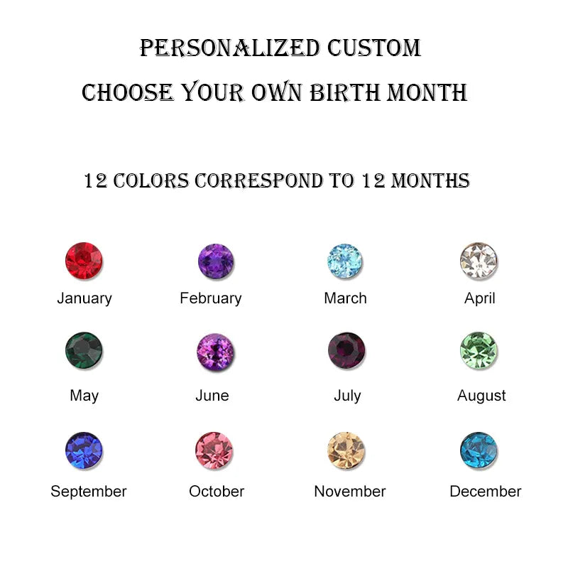 Customized Names Bracelet for Women with 12 Colors Birthstone Bohemia Leaf Bangles Personalized Stainless Steel Open Cuff Gifts - Giftcare 