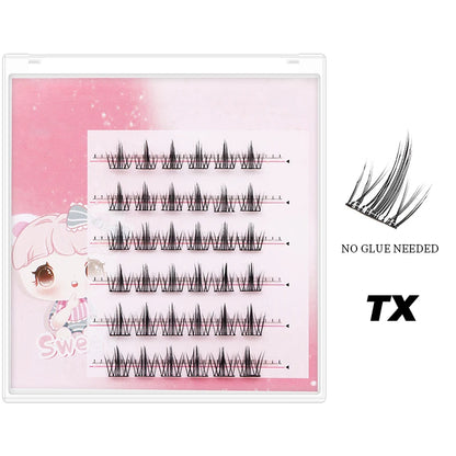 DINGSEN Self Adhesive Cluster Lashes 6 Rows Individual Eyelashes No Glue Needed Korean Makeup DIY Eye Lash Natural Eyelash