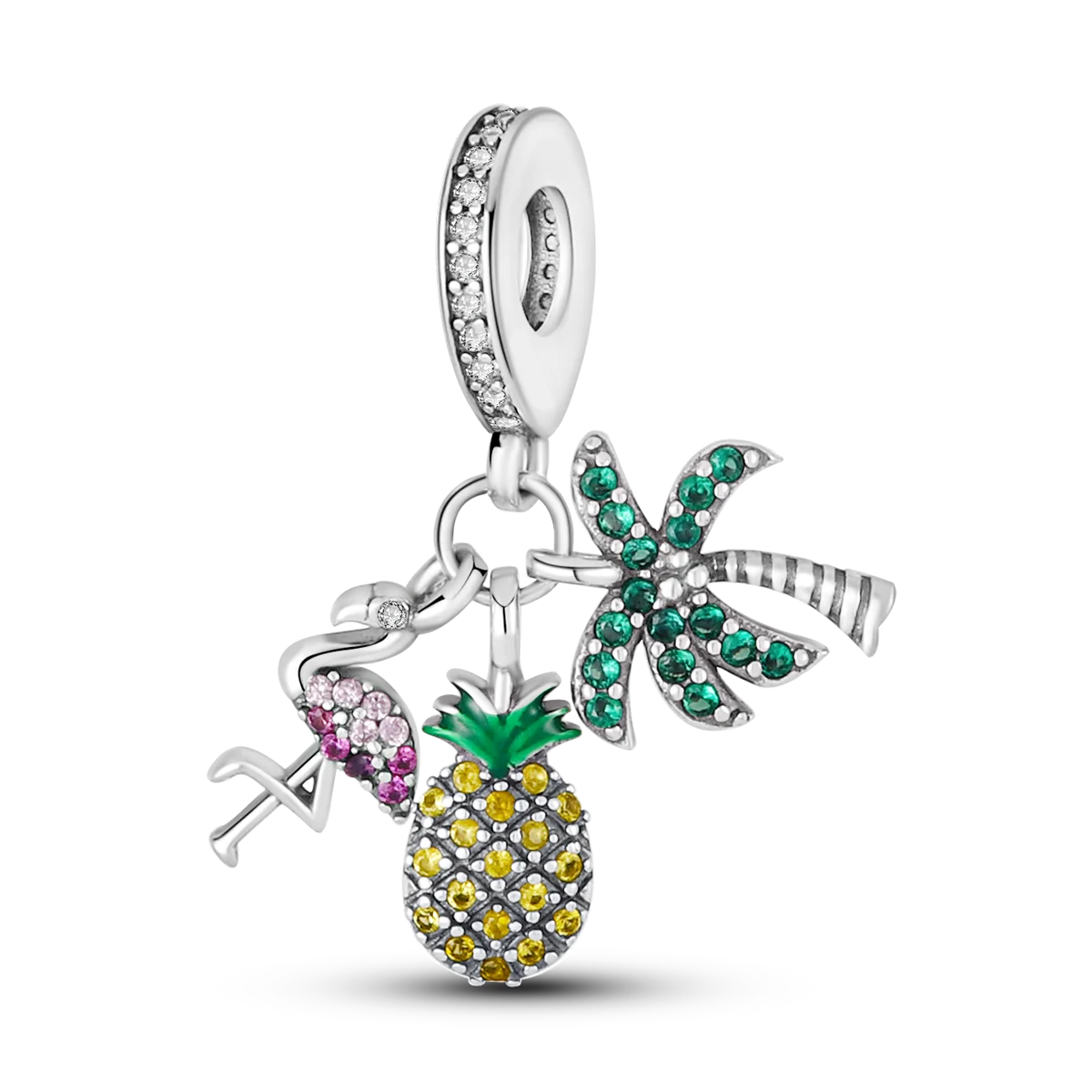 Silver Plated Charms For Woman Summer Green Cactus Avocado Beads Fit Original Bracelet Necklace DIY Dangle Charms