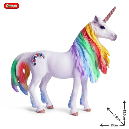Oenux Fairy Tale Fly Horse Mythical Alpaca Elf Pegasus Action Figures Animal Model Collection Cute Girl Birthday Gift Kids Toy