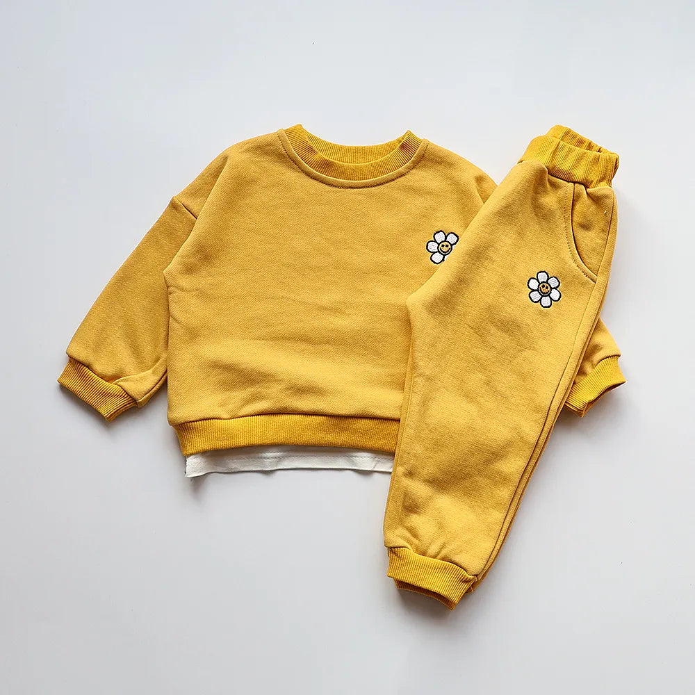 MILANCEL Baby Clothing Set Flower Embroidery Toddler Girls Hoodie Suit Boys Clothes Set Toddler Sports Wear - Giftcare 