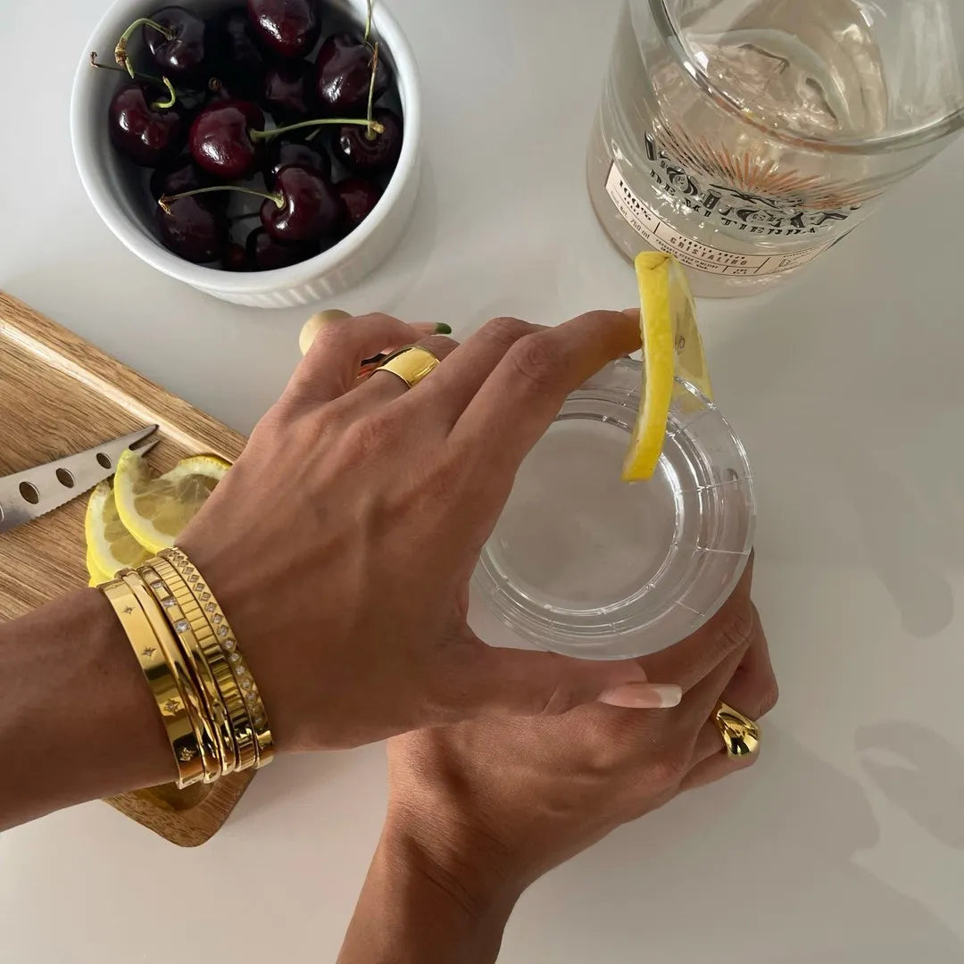 Fashion Punk Gold Color Bangles for Women Men Trendy Stainless Steel Metal Bracelets Bohemian Jewelry Accessories Gift Wholesale - Giftcare 