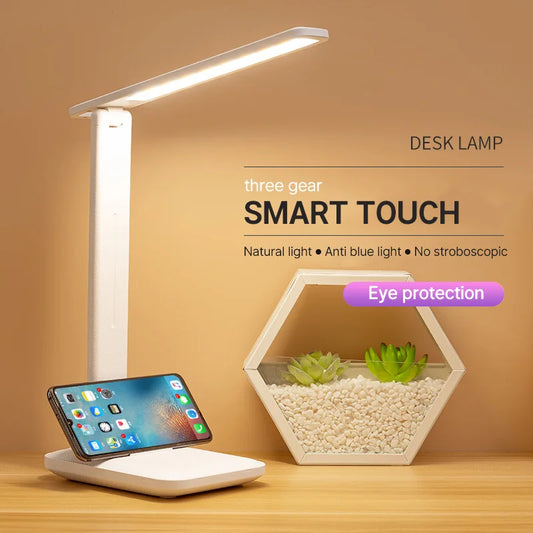 Folding Table Lamp Eye Protection Touch Dimmable LED Lamp Student Dormitory Bedroom Reading