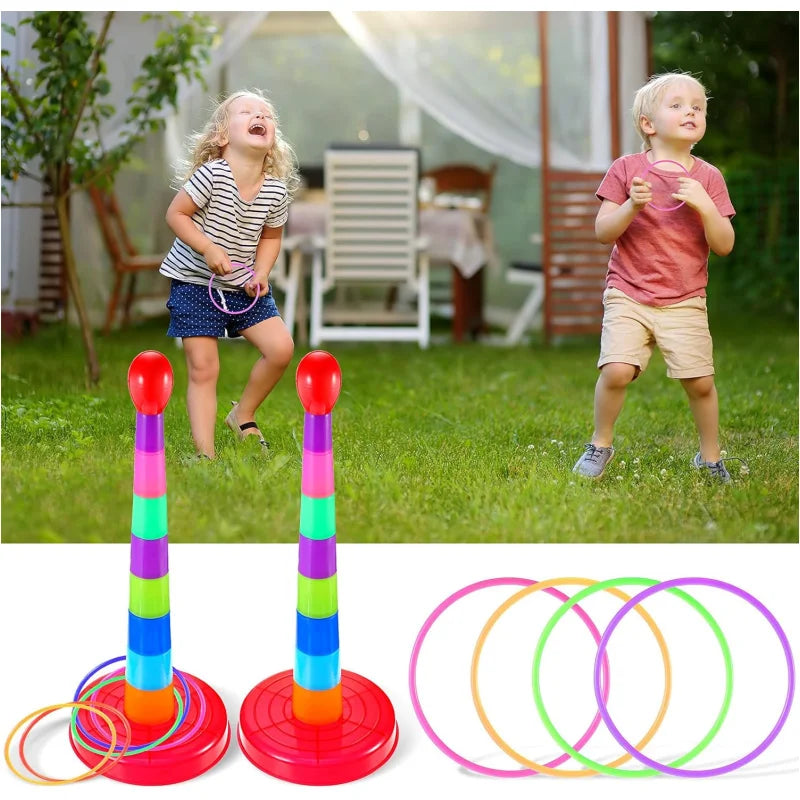 Children Throw Circle Game Ferrule Stacked Toys Fun Indoor Outdoor Parent-Child Interactive Circle Layers Early Education Gift