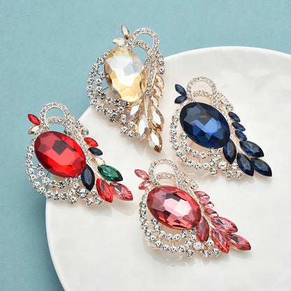 Wuli&baby Crystal Heart Brooches For Women Unisex 4-color Palace Style Love Round Flower Brooch Pins Gifts