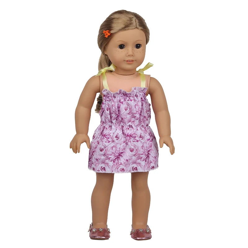 Toy Accessorie White Fashion Dress For 43 Cm Baby New Born Dolls For 18 Inch American Doll Toys For Girl's Gift