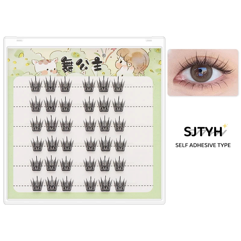 DINGSEN Self Adhesive Cluster Lashes 6 Rows Individual Eyelashes No Glue Needed Korean Makeup DIY Eye Lash Natural Eyelash