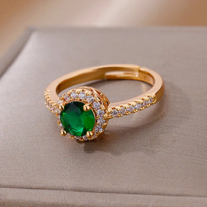 Zircon Crystal Rings for Women Stainless Steel Gold Plated Ring 2023 Trend Couple Wedding Jewelry Free Shipping anillos mujer - Giftcare 