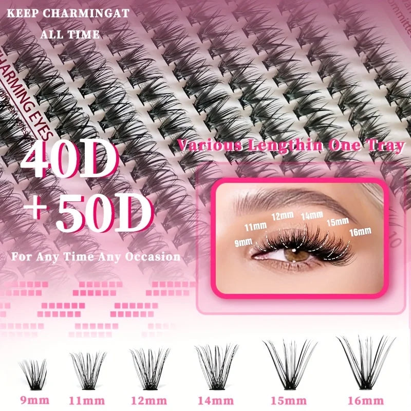 Natural Look Eyelash Extensions Set, False Eyelashes Set & Tweezers & Glue & Remover, Professional Accessories for Make-up
