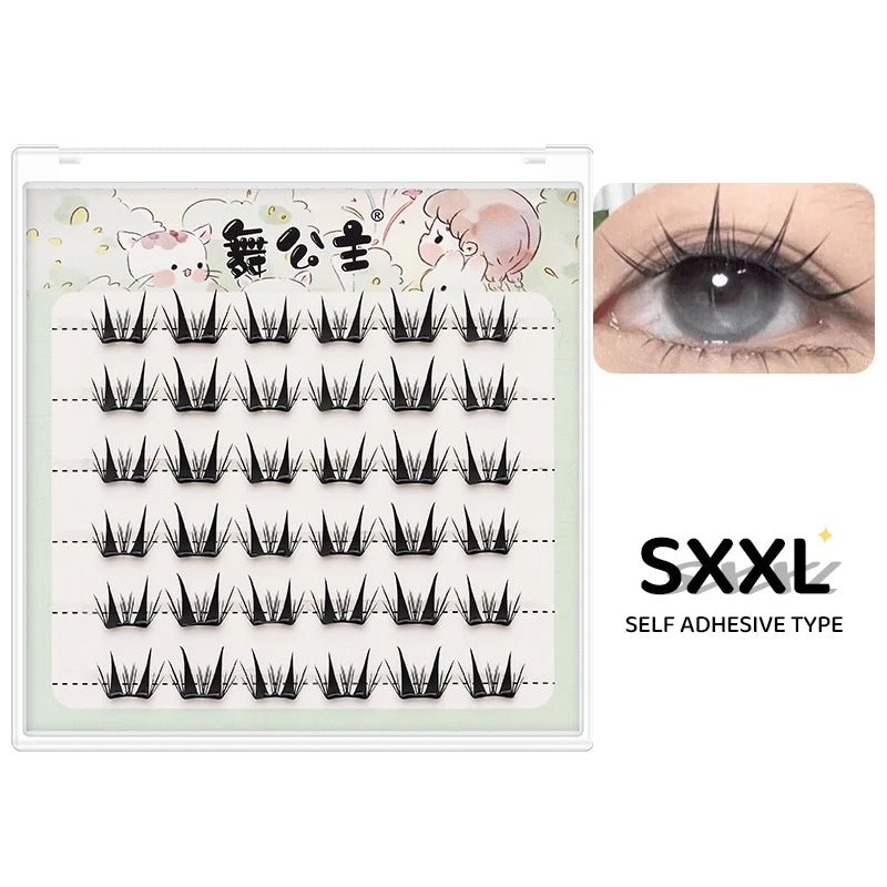 DINGSEN Self Adhesive Cluster Lashes 6 Rows Individual Eyelashes No Glue Needed Korean Makeup DIY Eye Lash Natural Eyelash