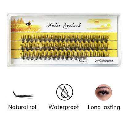New 20D L-type Cluster Eyelash Extension 3D Natural Russian Individual Eyelashes bunches 1box/60 Bundle Makeup Tool Lashes Cilia