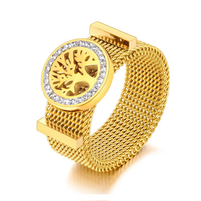 Original Design Roman Numerals Network Chain Rings Titanium Stainless Steel Black Acrylic Wedding Rings For Women