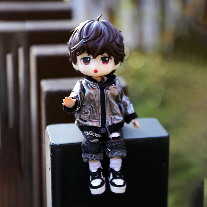 OB11 Baby Accessories Clothes for Baby Laser Bar Sets T-Shirts Jackets and Jeans Furniture for Dolls 1/12 Cool Anime Toys