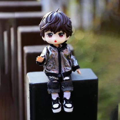 OB11 Baby Accessories Clothes for Baby Laser Bar Sets T-Shirts Jackets and Jeans Furniture for Dolls 1/12 Cool Anime Toys