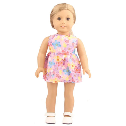 Toy Accessorie White Fashion Dress For 43 Cm Baby New Born Dolls For 18 Inch American Doll Toys For Girl's Gift