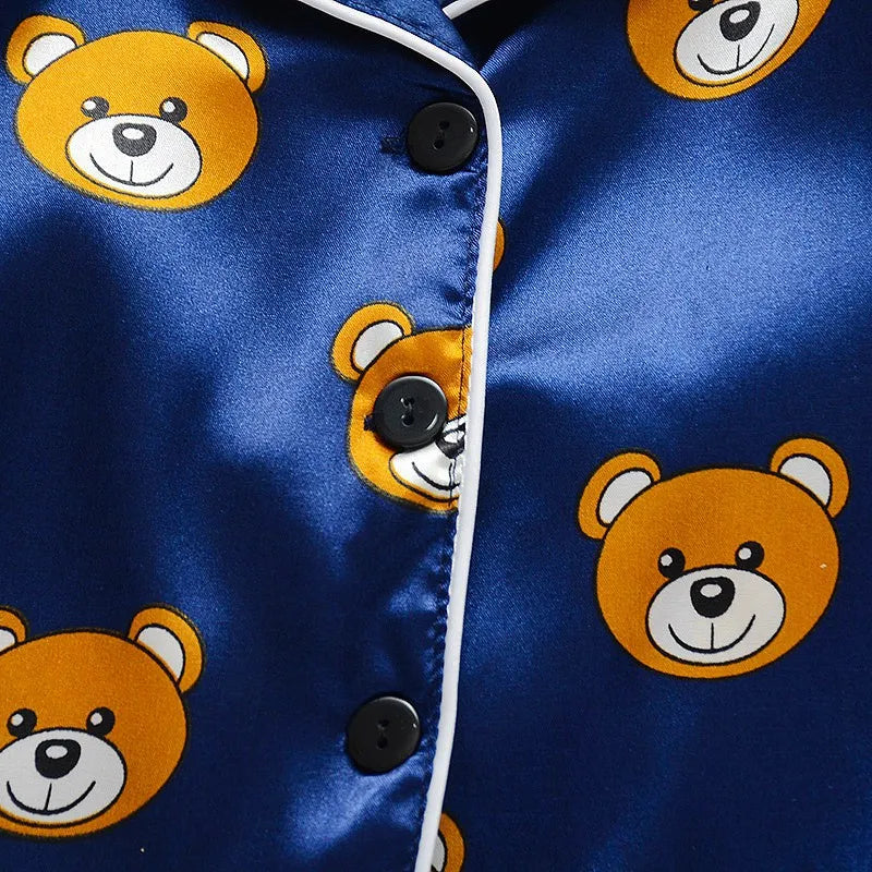 Toddler Silk Satin Pajamas Pyjamas Set Baby Sleepwear Pijama Pajamas Suit Boys Girls Sleep Two Piece Set Autumn Kids Loungewear - Giftcare 