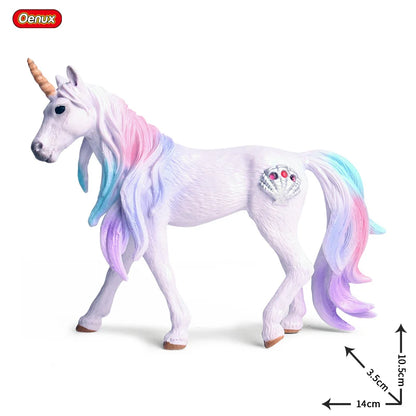 Oenux Fairy Tale Fly Horse Mythical Alpaca Elf Pegasus Action Figures Animal Model Collection Cute Girl Birthday Gift Kids Toy