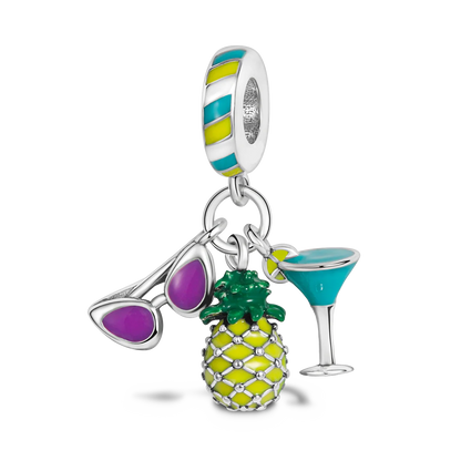 Silver Plated Charms For Woman Summer Green Cactus Avocado Beads Fit Original Bracelet Necklace DIY Dangle Charms