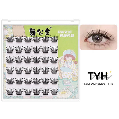 DINGSEN Self Adhesive Cluster Lashes 6 Rows Individual Eyelashes No Glue Needed Korean Makeup DIY Eye Lash Natural Eyelash